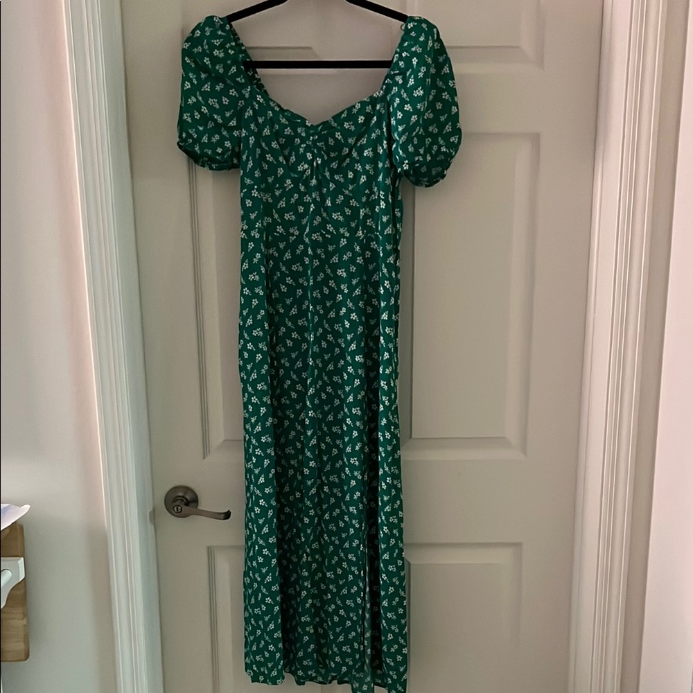 & Other Stories Green Puff Sleeve Sundress